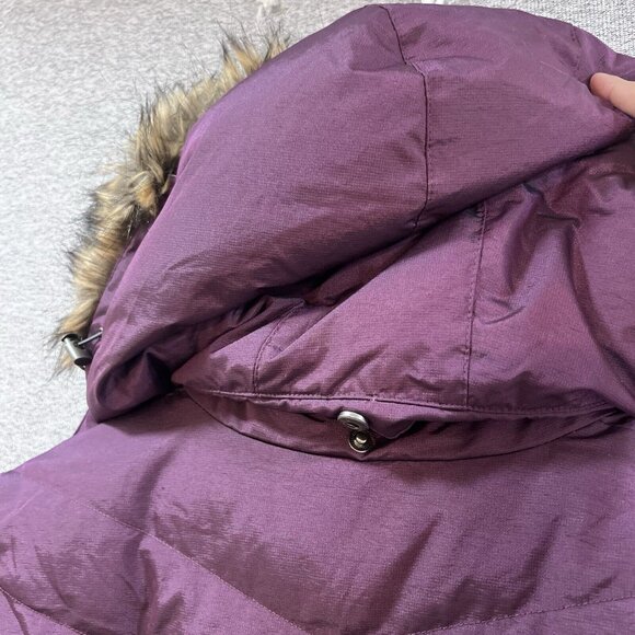 Eddie Bauer Jacket Womens Medium Purple Down Puffer Coat Faux Fur Hood - Picture 13 of 15